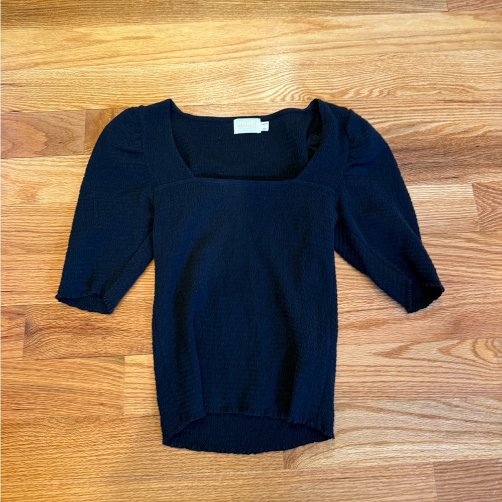 Nation LTD Black Square Neck Blouse